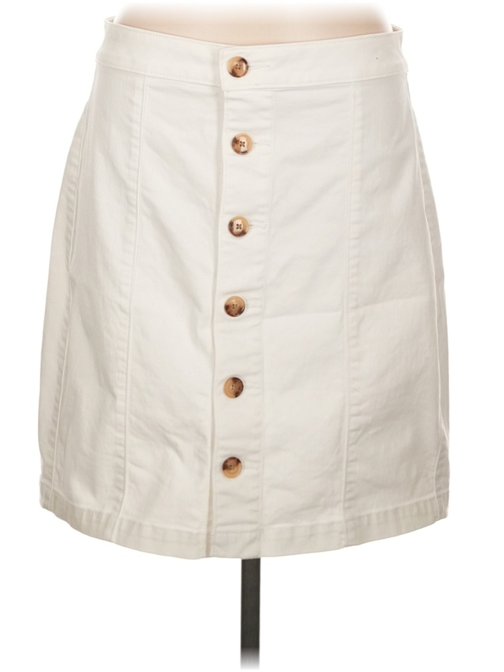 Ann Taylor LOFT Cream White Button Down Mini Skirt Cotton/Elastane 6